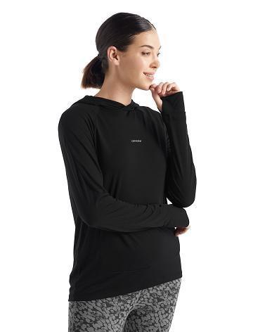Dámské Mikiny S Kapucí Icebreaker Cool-Lite™ Merino Long Sleeve Černé | CZ 1278SGLO